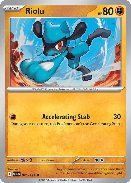 Riolu, Pokémon card MEG 076 — Mega Evolution set
