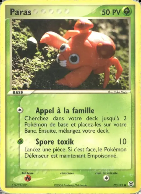 Paras, carte Pokémon RG 72 — extension EX Rouge Feu & Vert Feuille