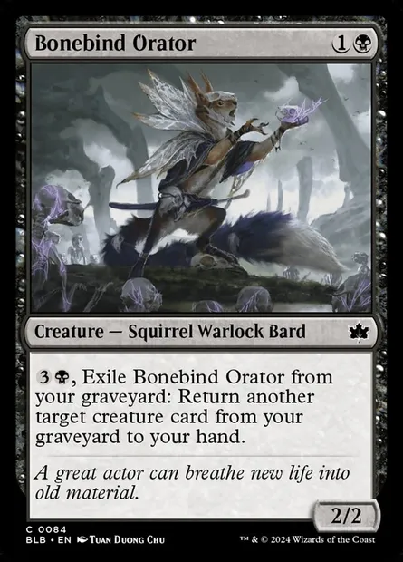 Bonebind Orator, Magic card BLB 84 — Bloomburrow set