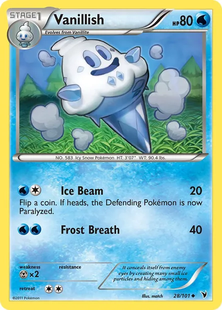 Vanillish, Pokémon card NVI 28 — Noble Victories set