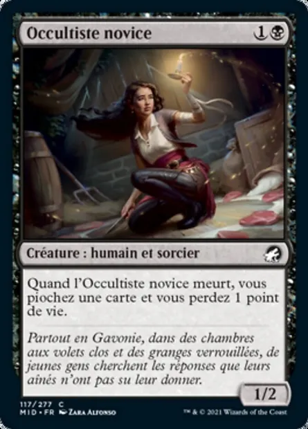 Occultiste novice, carte Magic MID 117 — extension Innistrad : chasse de minuit