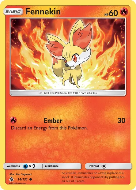 Fennekin, Pokémon card FLI 14 — Forbidden Light set