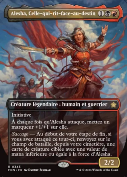 Alesha, Celle-qui-rit-face-au-destin, carte Magic FDN 343 — extension Foundations