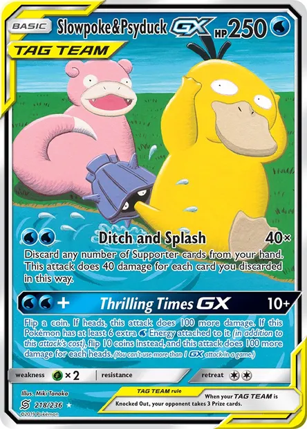 Slowpoke & Psyduck GX, Pokémon card UNM 218 — Unified Minds set