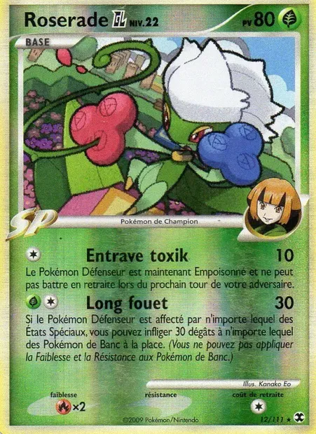 Roserade GL Niv. 22, carte Pokémon RR 12 — extension Rivaux Émergeants