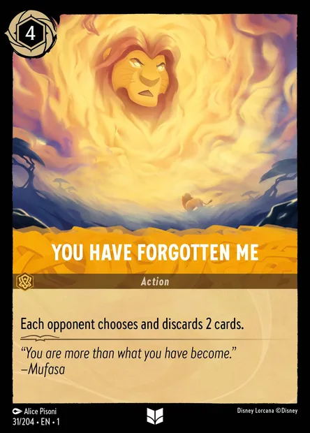 You Have Forgotten Me, Disney Lorcana card CH1-031 — The First Chapter set