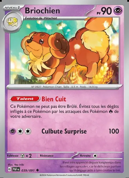 Briochien, carte Pokémon PAF 039 — extension Destinées de Paldea