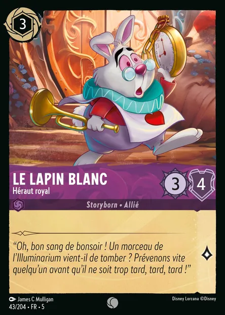 Le lapin blanc - Héraut royal, carte Disney Lorcana CH5-043 — extension Ciel Scintillant