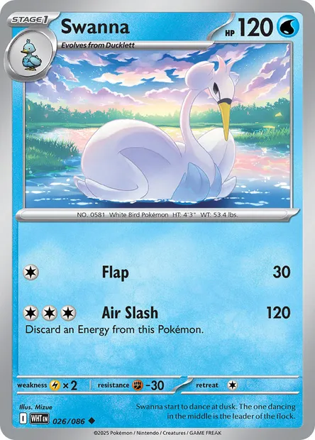 Swanna, Pokémon card WHT 026 — White Flare set