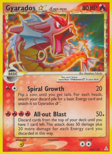 Gyarados ☆ δ, Pokémon card HP 102 — Holon Phantoms set