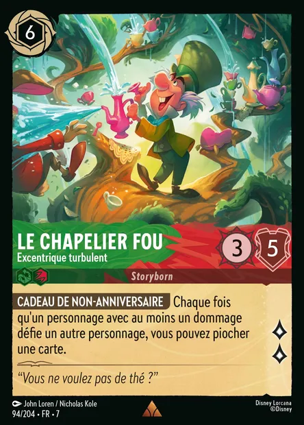 Le Chapelier Fou - Excentrique turbulent, carte Disney Lorcana CH7-094 — extension L'île d'Archazia