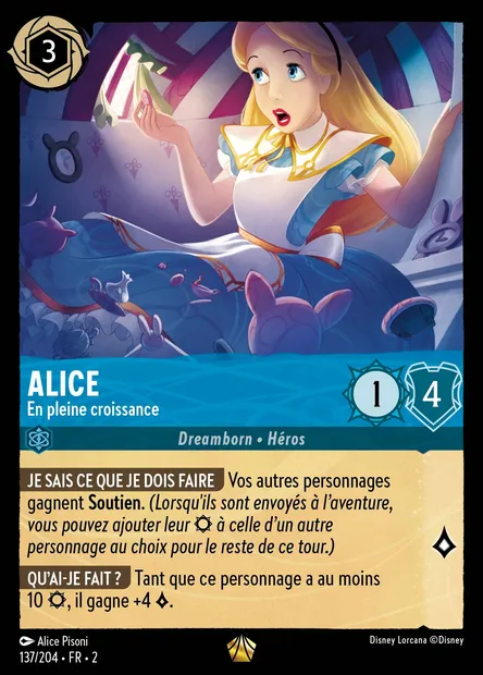 Alice - En pleine croissance, carte Disney Lorcana CH2-137 — extension L'Ascension des Floodborn