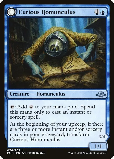 Curious Homunculus // Voracious Reader, Magic card EMN 54 — Eldritch Moon set