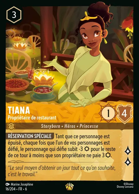 Tiana - Propriétaire de restaurant, carte Disney Lorcana CH6-016 — extension La Mer Azurite
