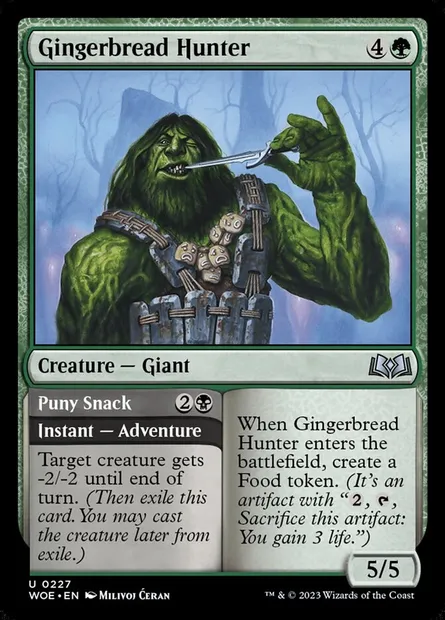 Gingerbread Hunter // Puny Snack, Magic card WOE 227 — Wilds of Eldraine set