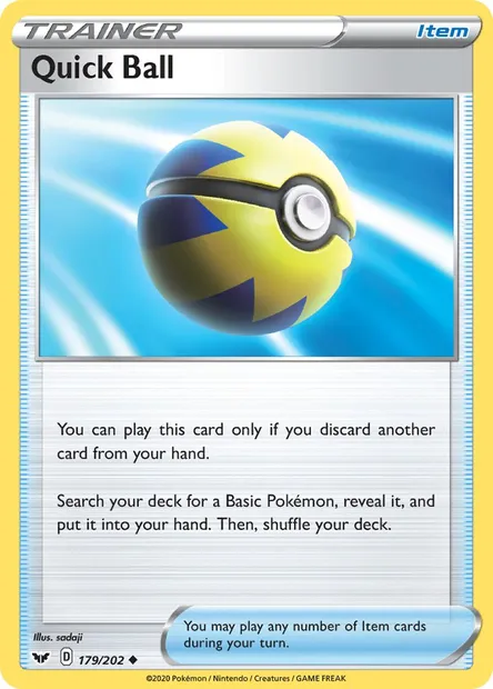 Quick Ball, Pokémon card SSH 179 — Sword & Shield set