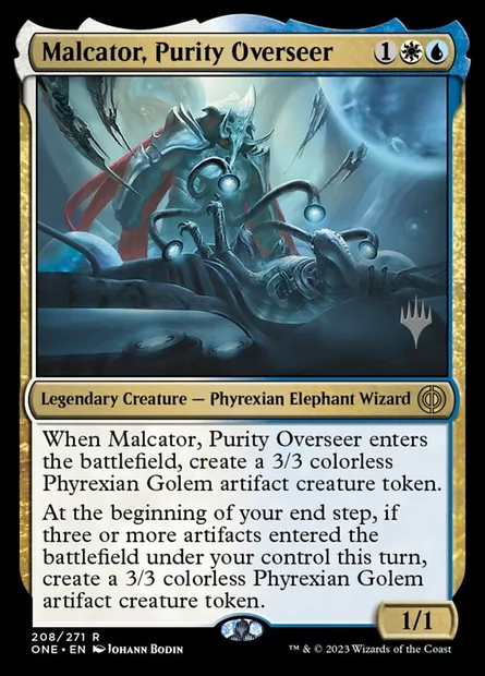 Malcator, Purity Overseer, Magic card PONE 208p — Phyrexia: All Will Be One Promos set