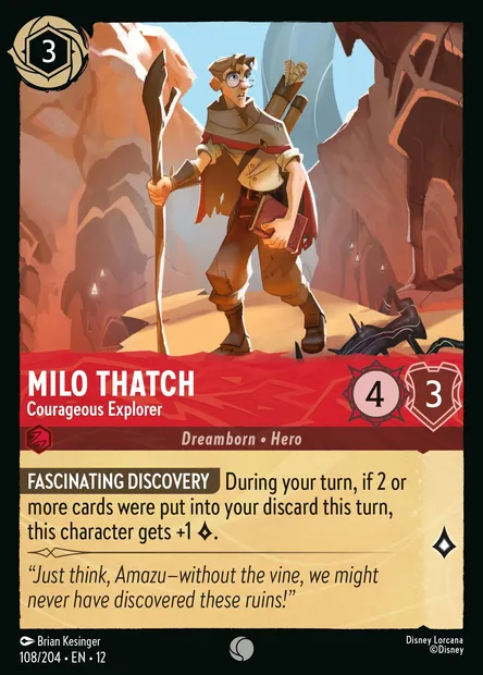 Milo Thatch - Courageous Explorer, Disney Lorcana card CH12-108 — Wilds Unknown set