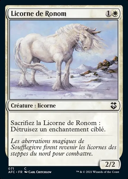 Licorne de Ronom, carte Magic AFC 71 — extension Forgotten Realms Commander