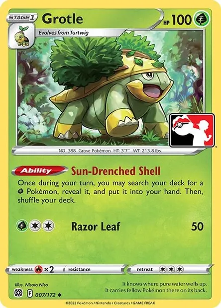 Grotle, Pokémon card PPS 007-2 — Play! Pokémon Prize Pack Series set