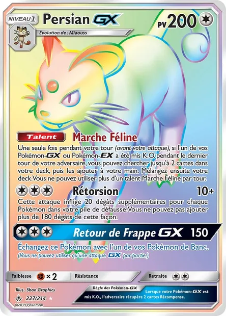 Persian GX, carte Pokémon UNB 227 — extension Alliance Infaillible