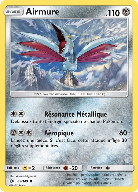 Airmure, carte Pokémon SUM 88 — extension Soleil et Lune