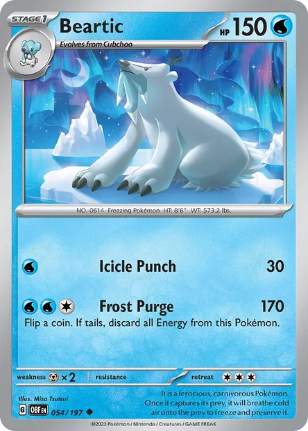 Beartic, Pokémon card OBF 054 — Obsidian Flames set