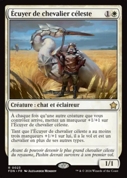 Écuyer de chevalier céleste, carte Magic FDN 23 — extension Foundations