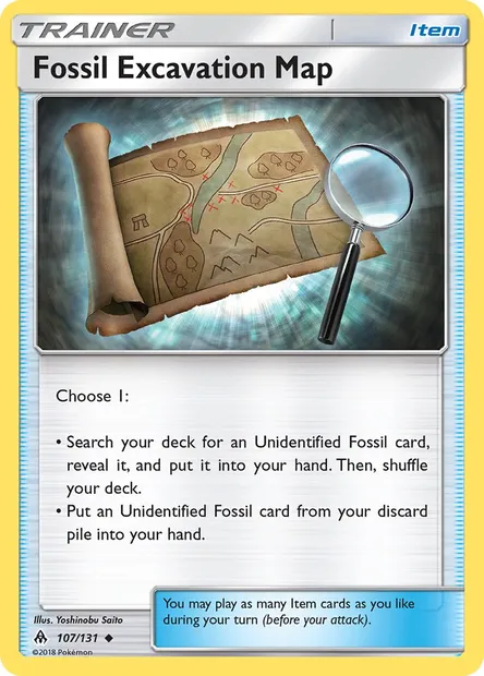 Fossil Excavation Map, Pokémon card FLI 107 — Forbidden Light set