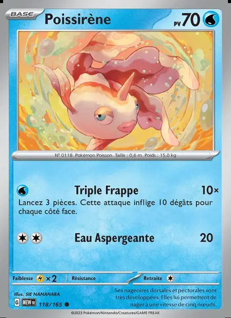 Poissirène, carte Pokémon MEW 118 — extension 151