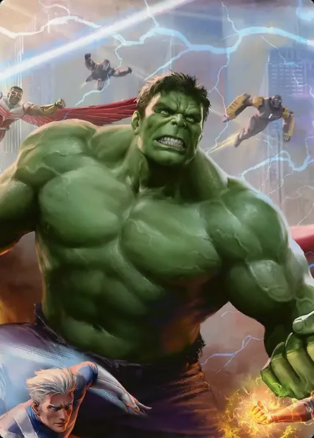 Hulk, Always Angry // Hulk, Always Angry, carte Magic AMSH 2b — extension Marvel Super Heroes Art Series