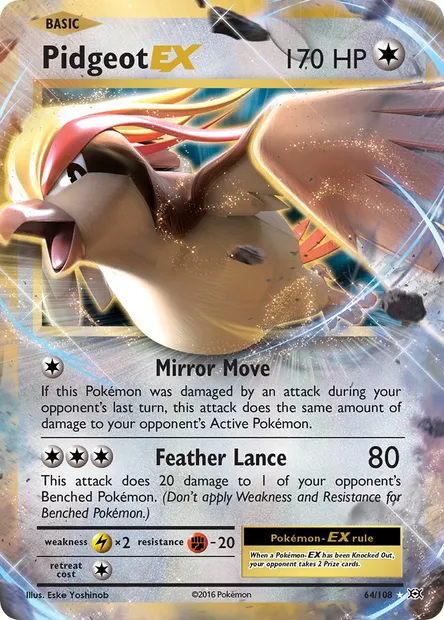 Pidgeot EX, Pokémon card EVO 64 — Evolutions set