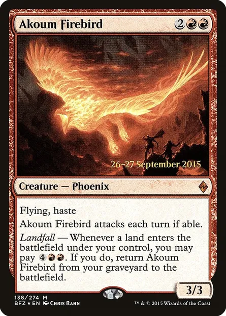 Akoum Firebird, Magic card PBFZ 138s — Battle for Zendikar Promos set