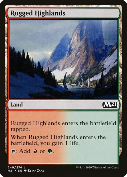 Rugged Highlands, Magic card M21 249 — Core Set 2021 set