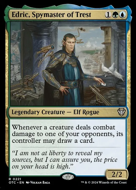 Edric, Spymaster of Trest, Magic card OTC 221 — Outlaws of Thunder Junction Commander set