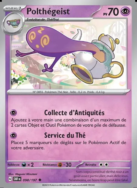 Polthégeist, carte Pokémon OBF 098 — extension Flammes Obsidiennes