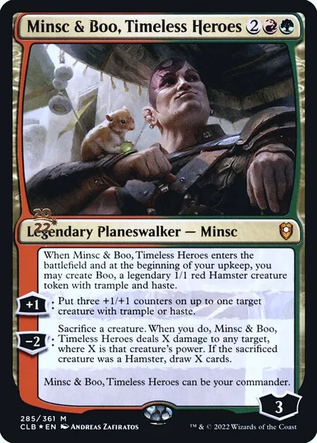 Minsc et Bouh, héros éternels, carte Magic PCLB 285s — extension Battle for Baldur's Gate Promos