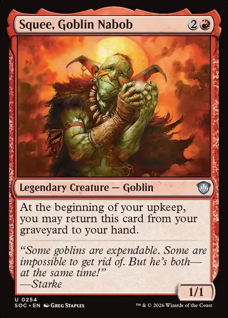 Squee, Goblin Nabob, Magic card SOC 254 — Secrets of Strixhaven Commander set