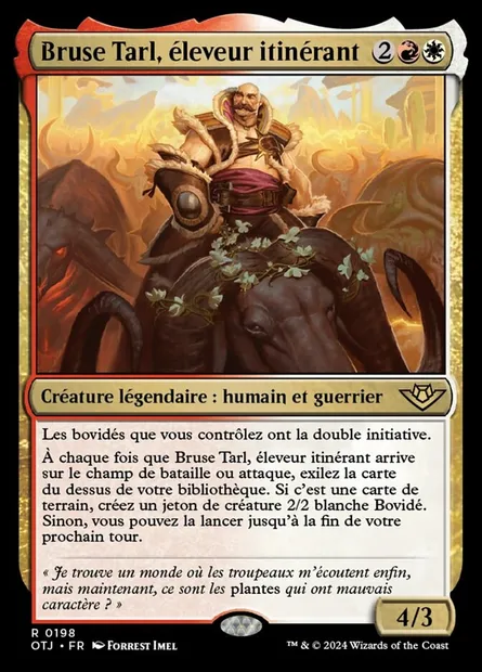 Bruse Tarl, éleveur itinérant, carte Magic OTJ 198 — extension Outlaws of Thunder Junction