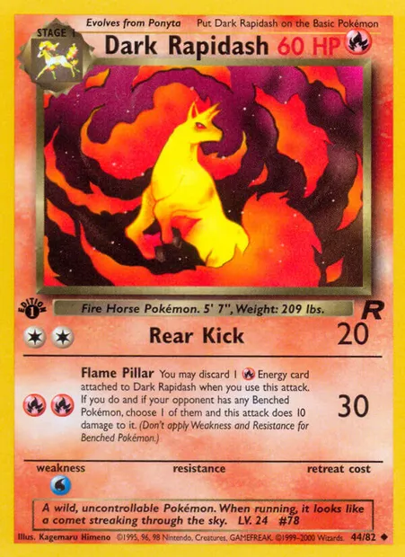 Dark Rapidash, Pokémon card TR 44 — Team Rocket set