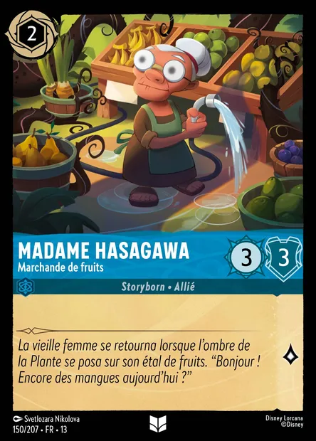Madame Hasagawa - Marchande de fruits, carte Disney Lorcana CH13-150 — extension Invasion Epineuse!