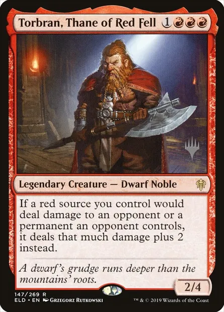 Torbran, Thane de Mont Rouge, carte Magic PELD 147p — extension Throne of Eldraine Promos