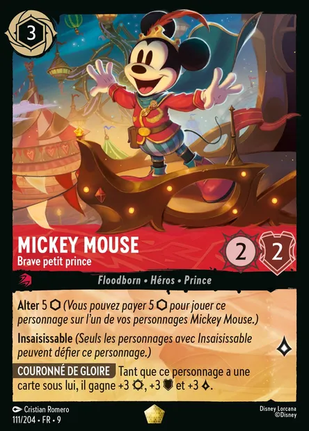 Mickey Mouse - Brave petit prince, carte Disney Lorcana CH9-111 — extension Fabuleux