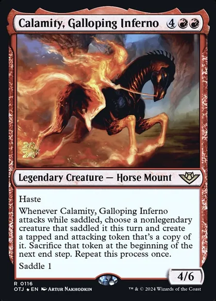Calamity, Galloping Inferno, Magic card POTJ 116s — Outlaws of Thunder Junction Promos set