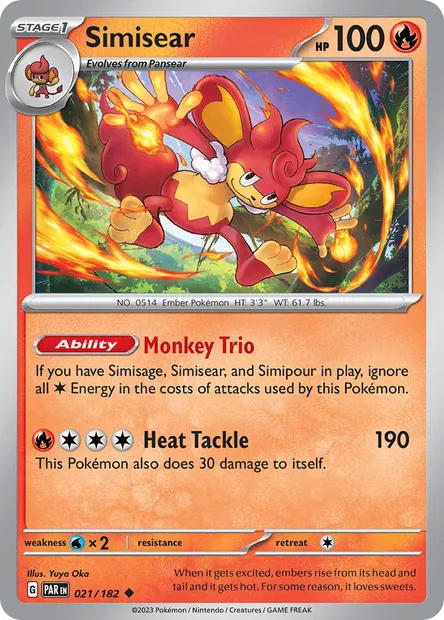 Simisear, Pokémon card PAR 021 — Paradox Rift set