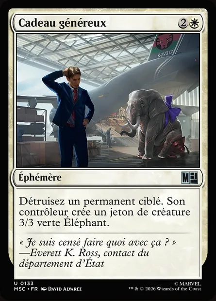 Cadeau généreux, carte Magic MSC 133 — extension Marvel Super Heroes Commander