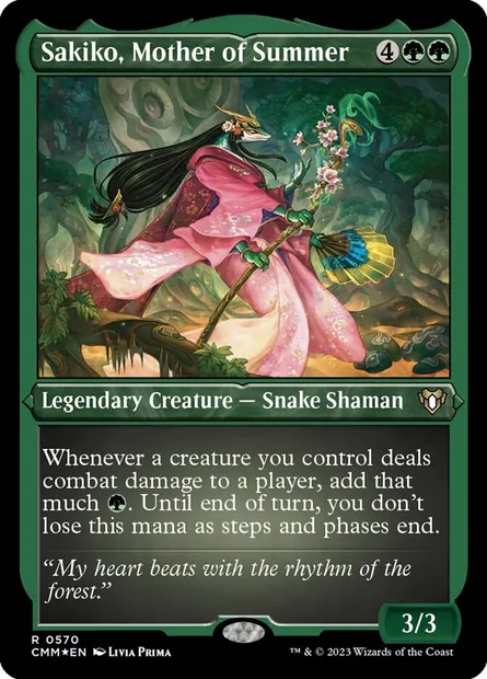 Sakiko, Mother of Summer, Magic card CMM 570 — Commander Masters set