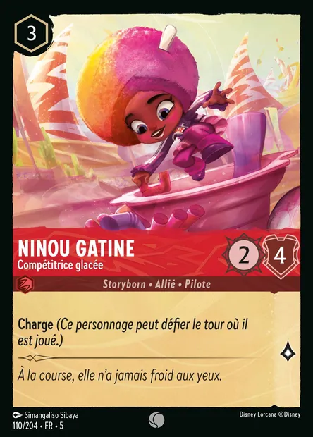 Ninou Gatine - Compétitrice glacée, carte Disney Lorcana CH5-110 — extension Ciel Scintillant