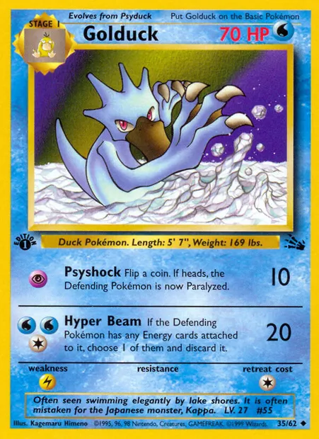 Golduck, Pokémon card FO 35 — Fossil set