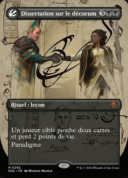 Dissertation sur le décorum, carte Magic SOS 292 — extension Secrets of Strixhaven